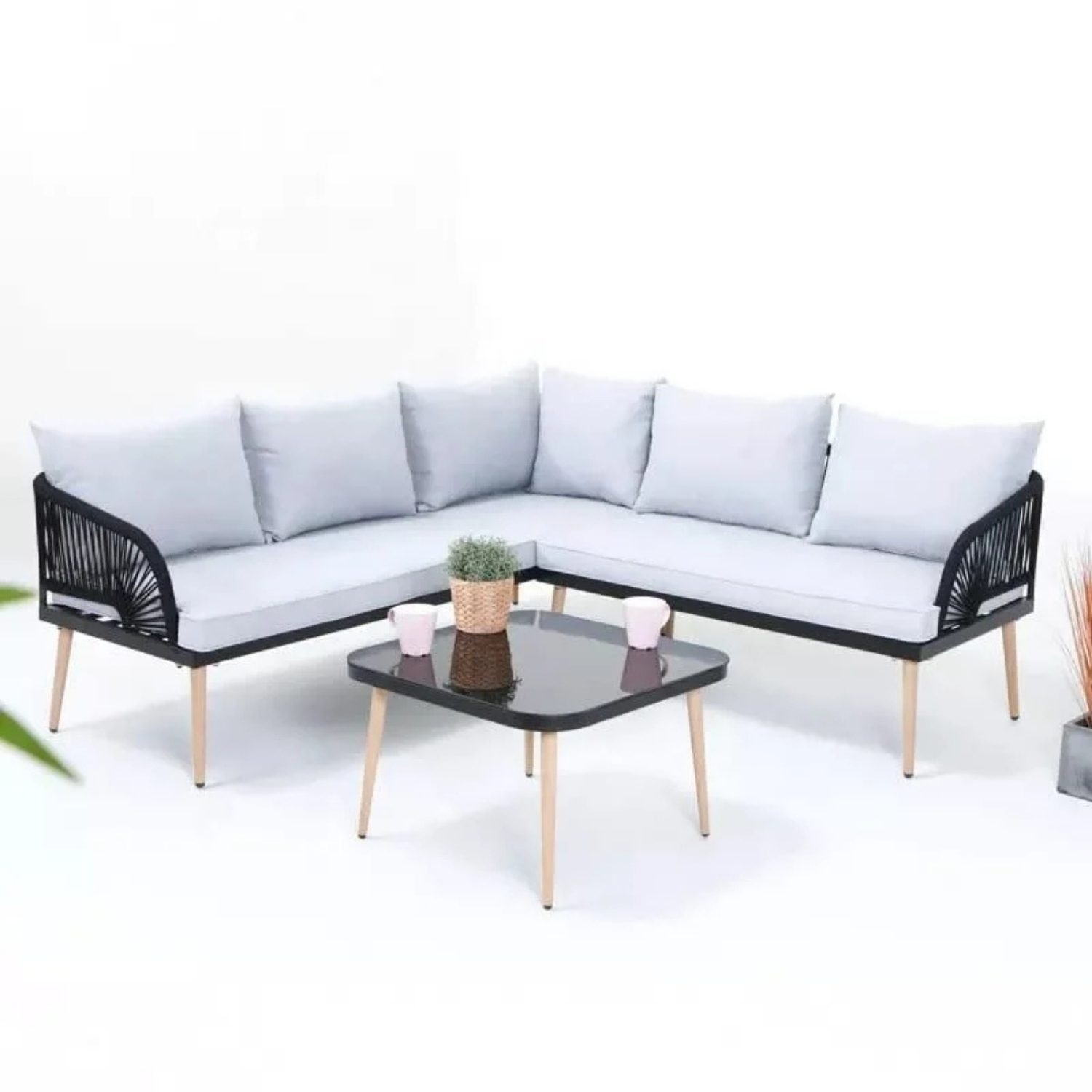 Braid & Rope Outdoor Sofa Set -Lynoxa
