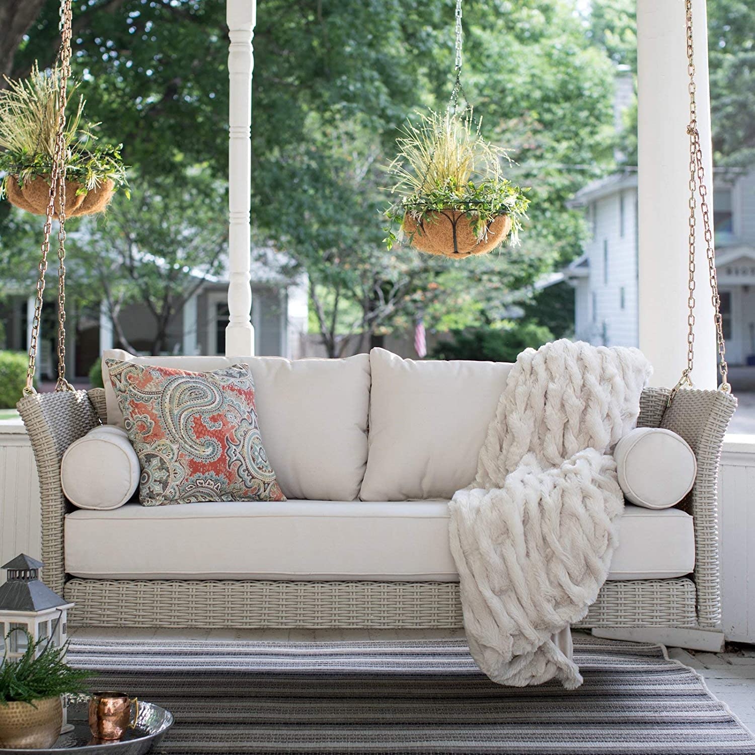 Outdoor Furniture -Wicker Swing - Dwellix