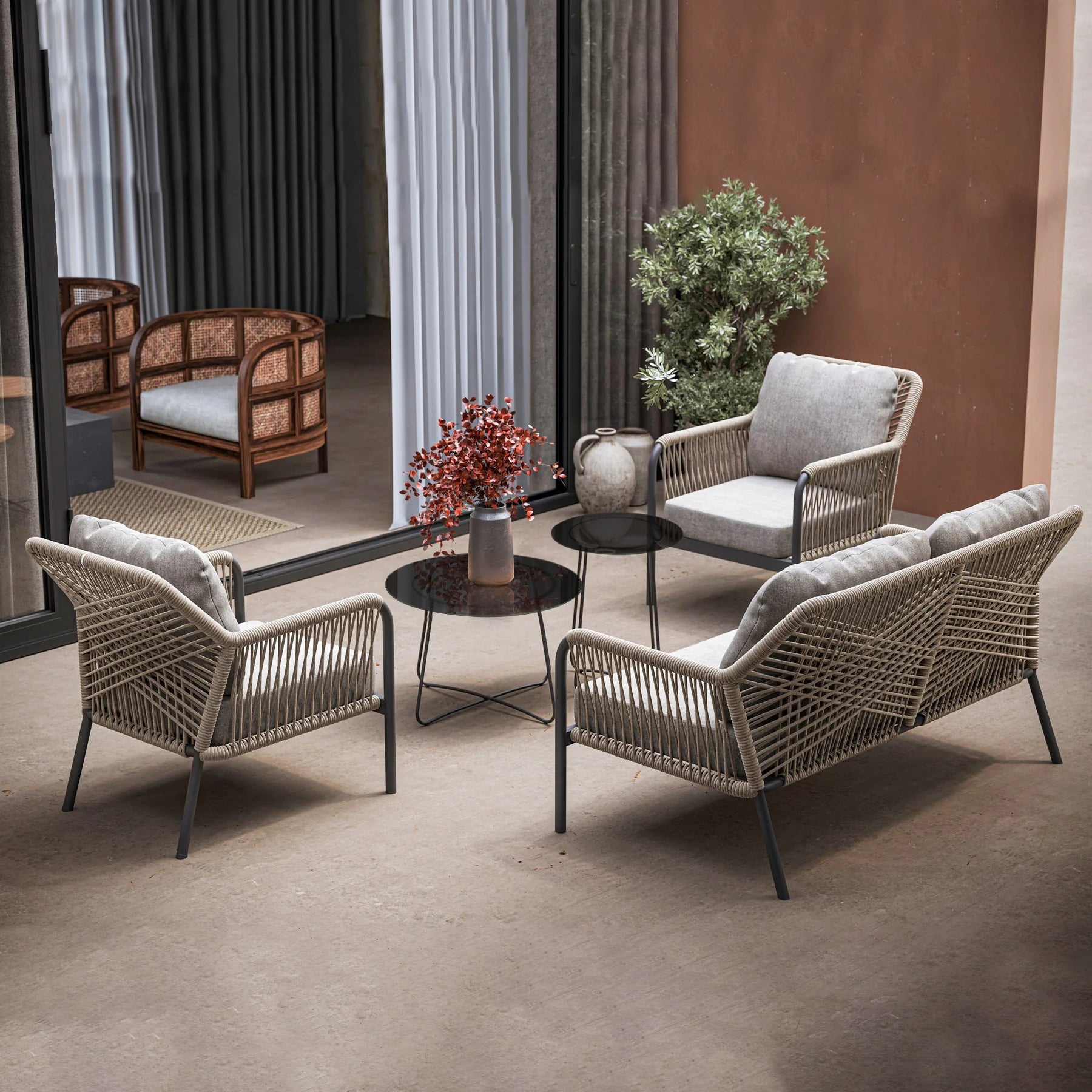 Braid & Rope Outdoor Sofa Set -Oceva