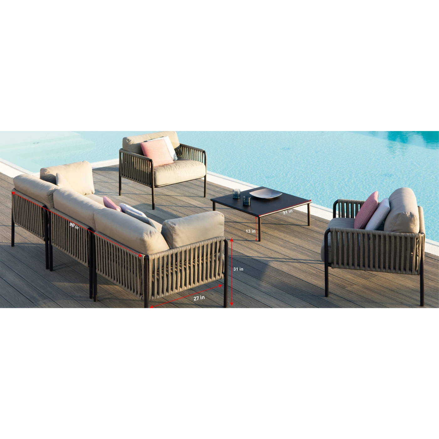 Braid & Rope Outdoor Sofa Set -Trexo